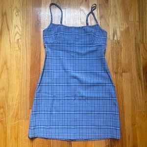 Aritzia blue plaid mini dress size 2
